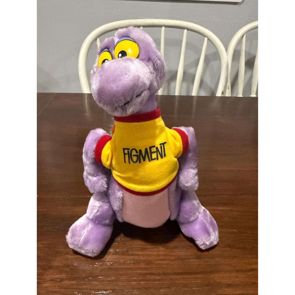 Vintage Disney Figment Plush Purple Dragon Yellow Shirt Disneyland WDW 1982 Tag